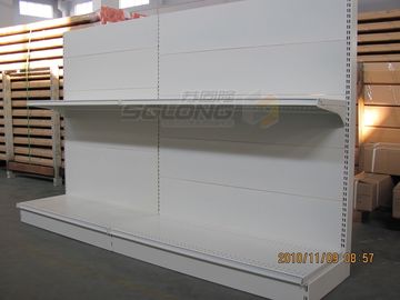 China Capa múltiple durable blanca de los estantes de colmado de Slatwall para las tiendas de cadena proveedor